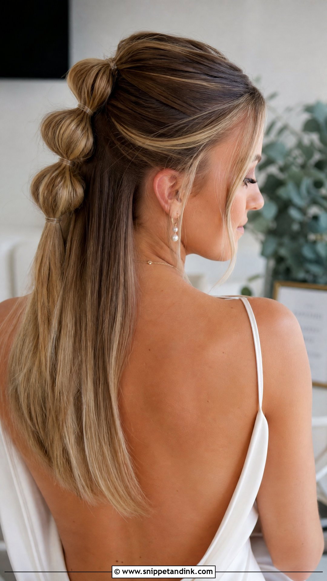 Half Up Bubble Ponytail - Snippet and Ink - 20 Medium Length Hair Styles for Wedding Guest