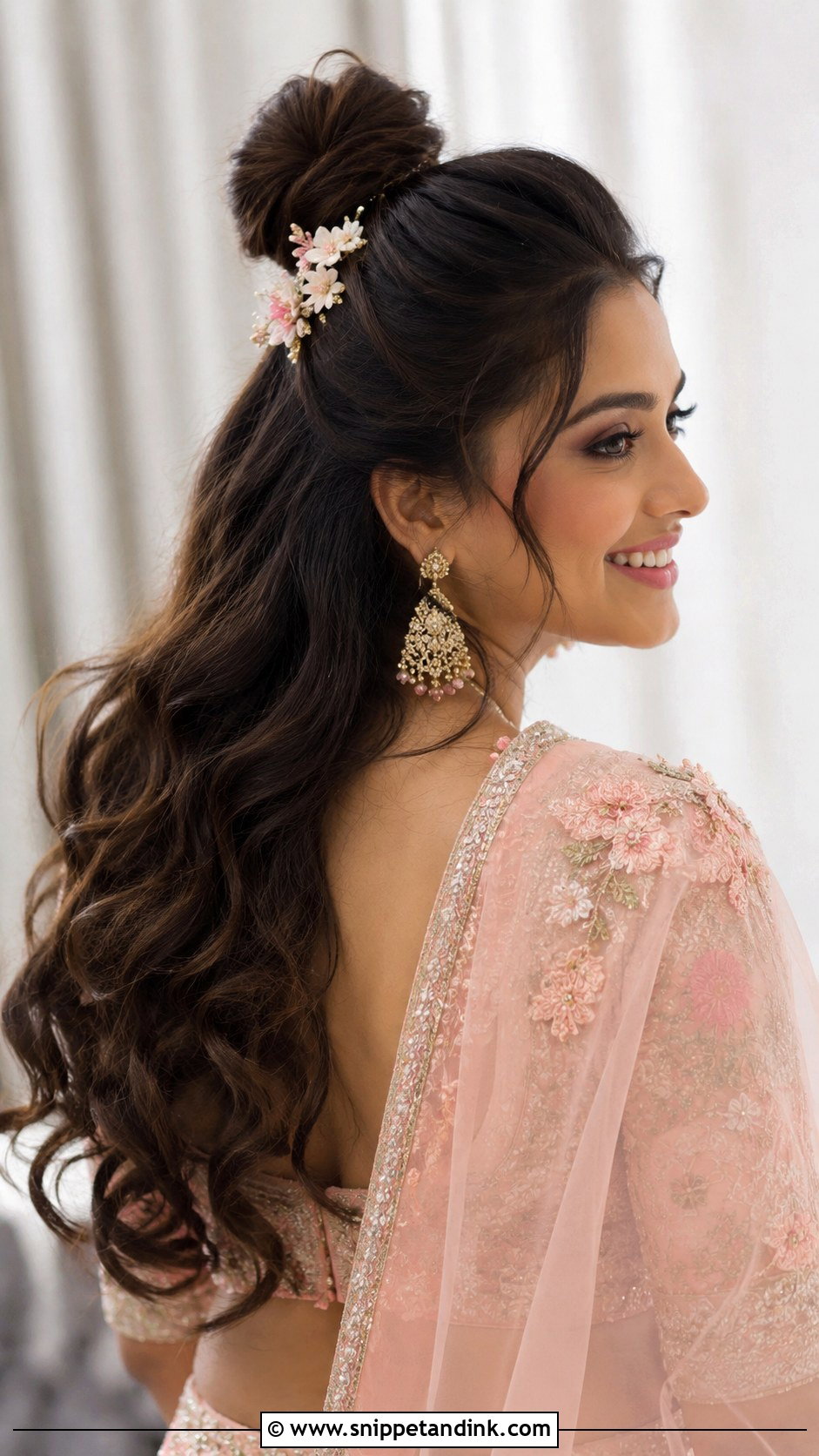 Half Up Bun - Snippet and Ink - 25 Indian Bun Hairstyles for Wedding