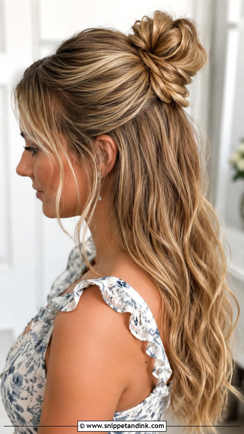 Half Up Bun - Snippet and Ink - 25 Wedding Hairstyles for Guests