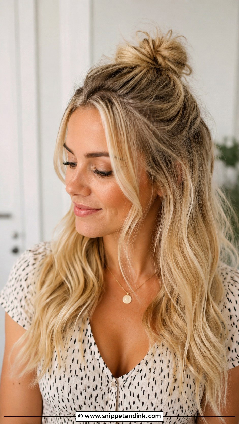 Half Up Bun - Snippet and Ink - 30 Wedding Guest Hairstyle Ideas