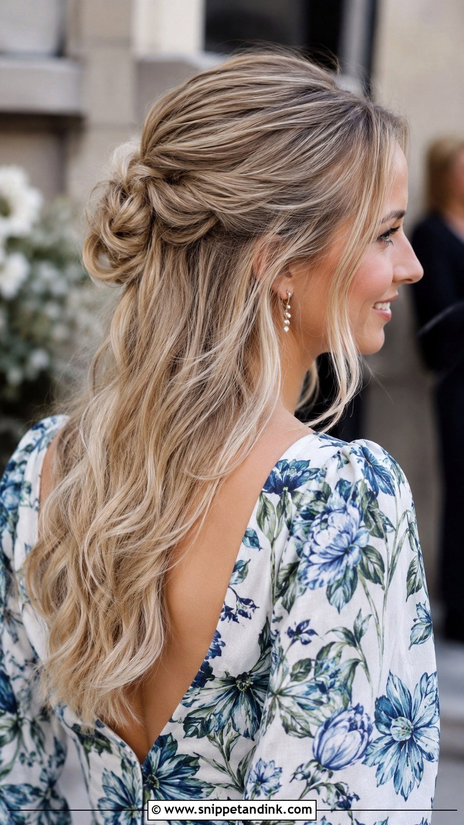 Half Up Bun For Long Hair - Snippet and Ink - 20 Half-Up Wedding Guest Hairstyles for Long Hair