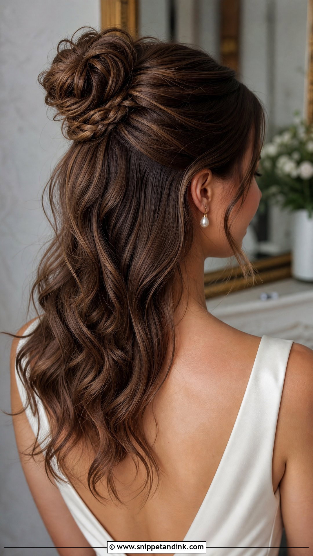 Half Up Bun Wedding Hairstyle - Snippet and Ink - 20 Half-Up Wedding Hairstyles for Long Hair the Bride