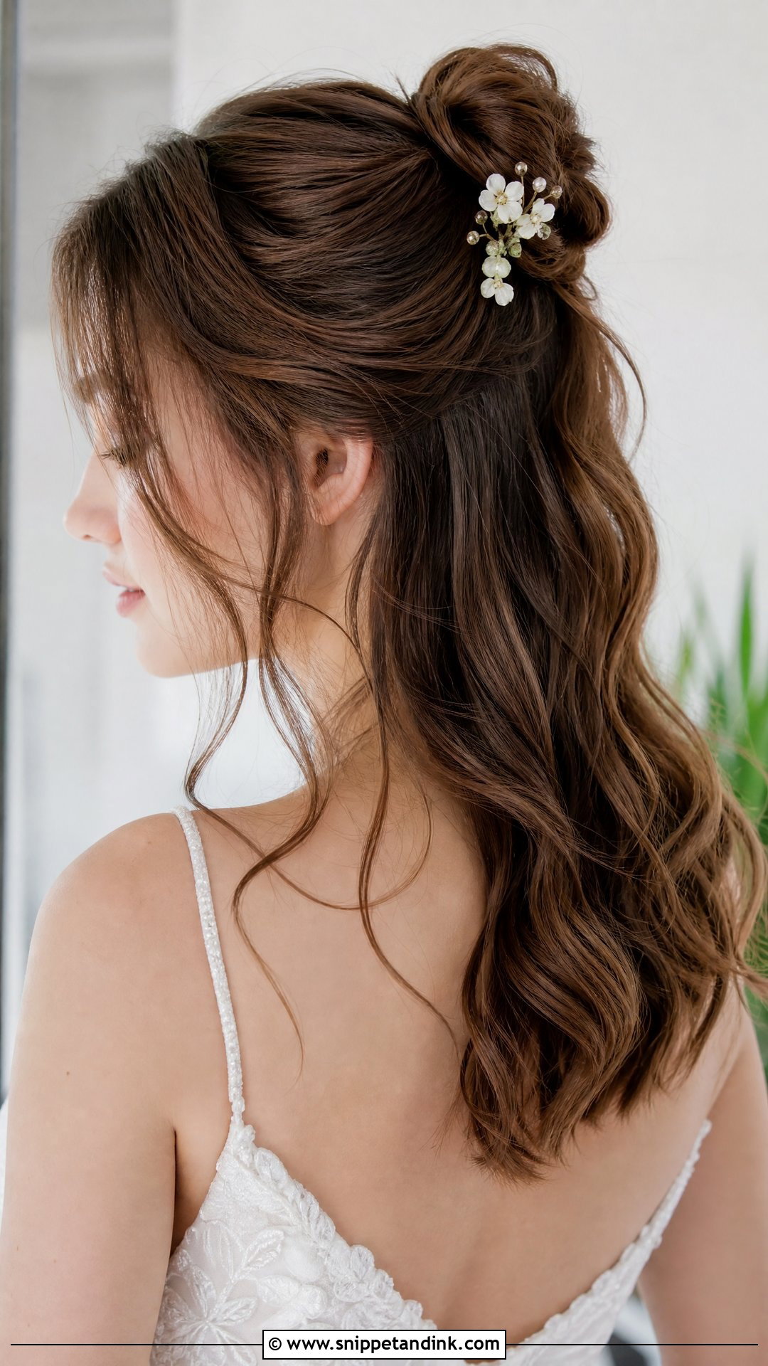 Half Up Bun Wedding Hairstyle - Snippet and Ink - 20 Soft Wedding Hair Ideas