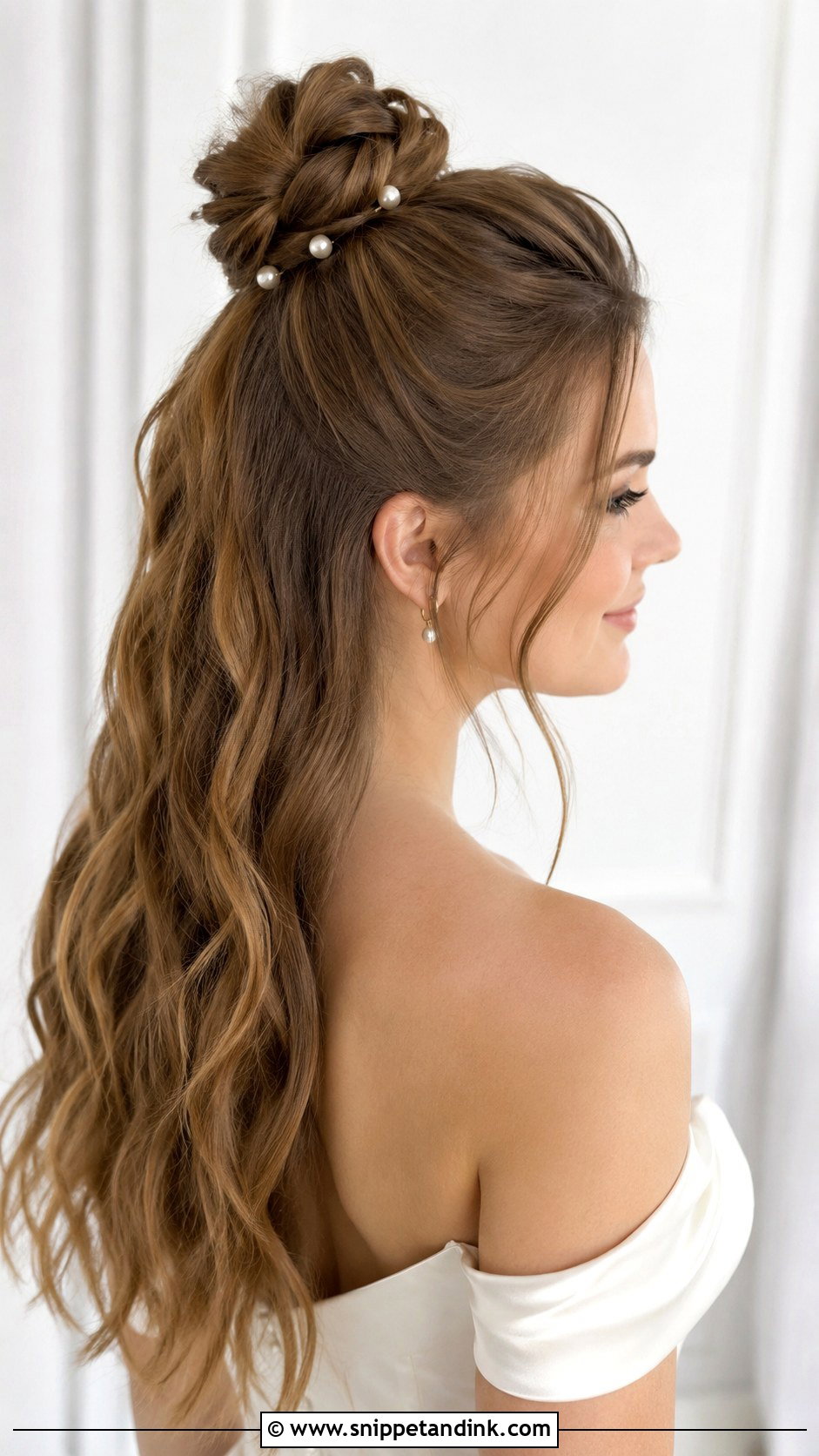 Half Up Bun Wedding Hairstyle - Snippet and Ink - 25 Half-Up Wedding Hairstyles for Long Hair