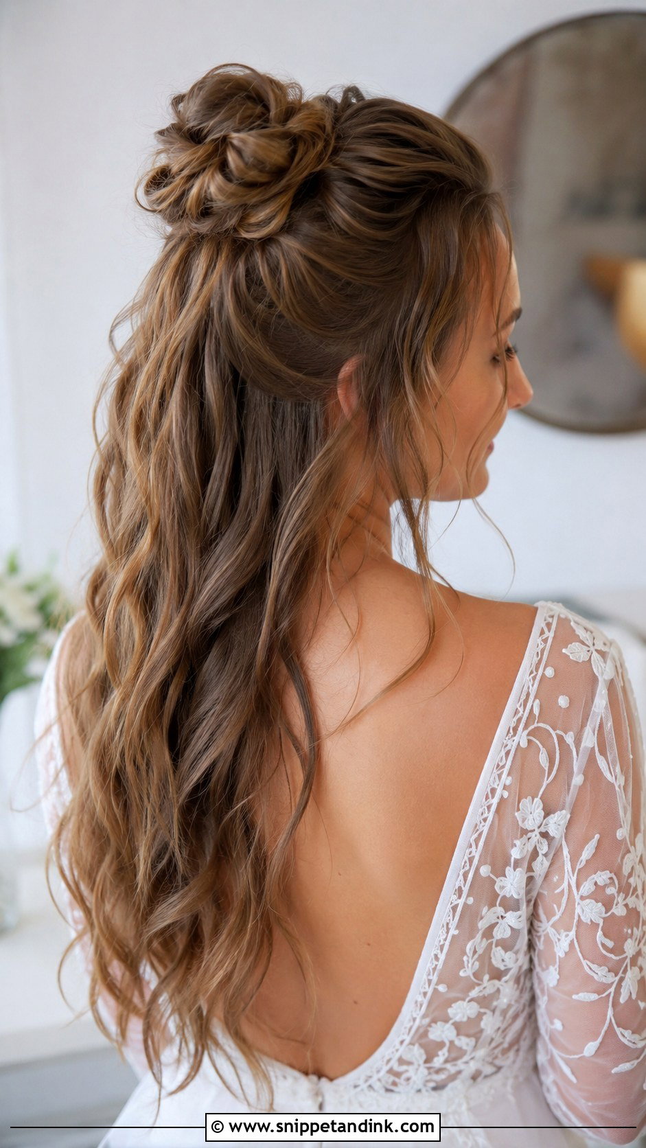 Half Up Bun Wedding Style - Snippet and Ink - 25 Bride Bun Hairstyles