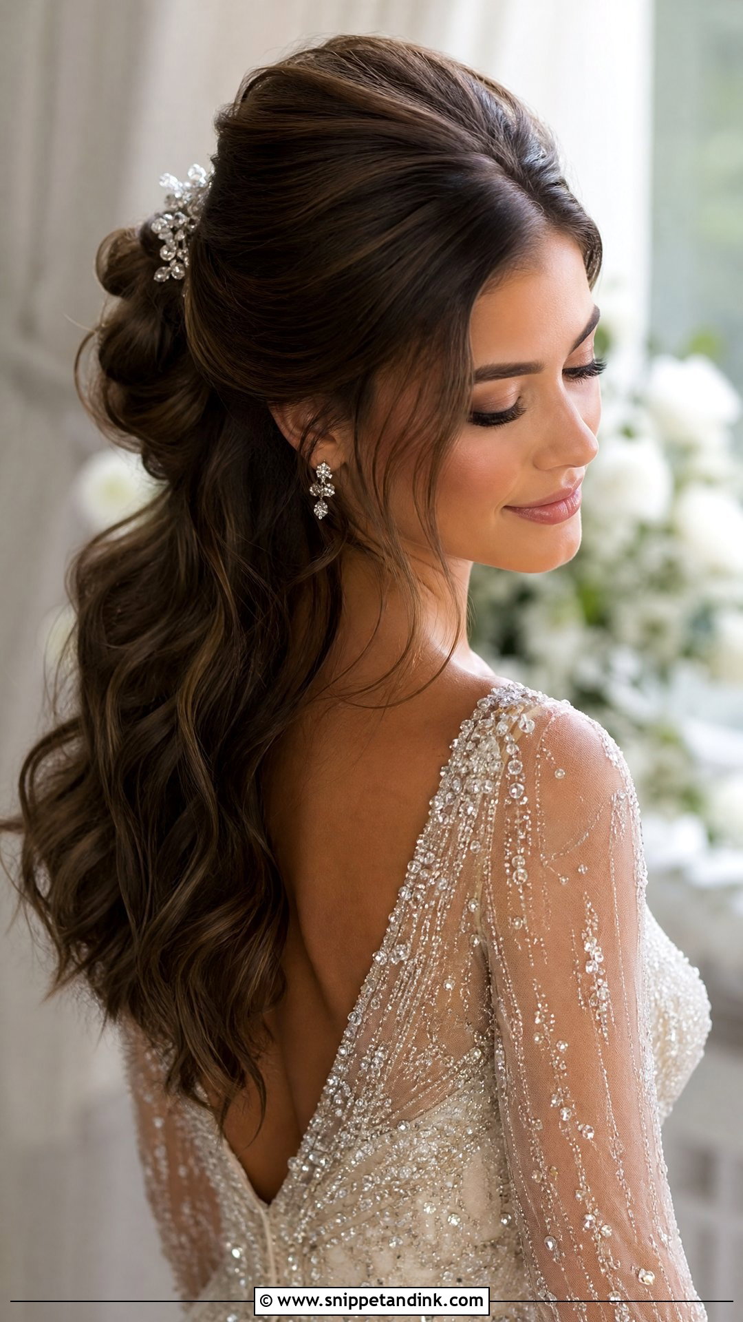 Half Up Bun With Bouffant Crown - Snippet and Ink - 20 Half-Up Half-Down Bun Wedding Hair Ideas