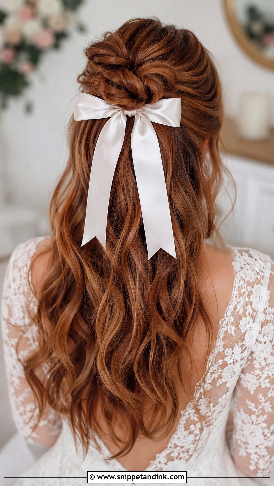 Half Up Bun With Bow - Snippet and Ink - 20 Wedding Hairstyles with Bow