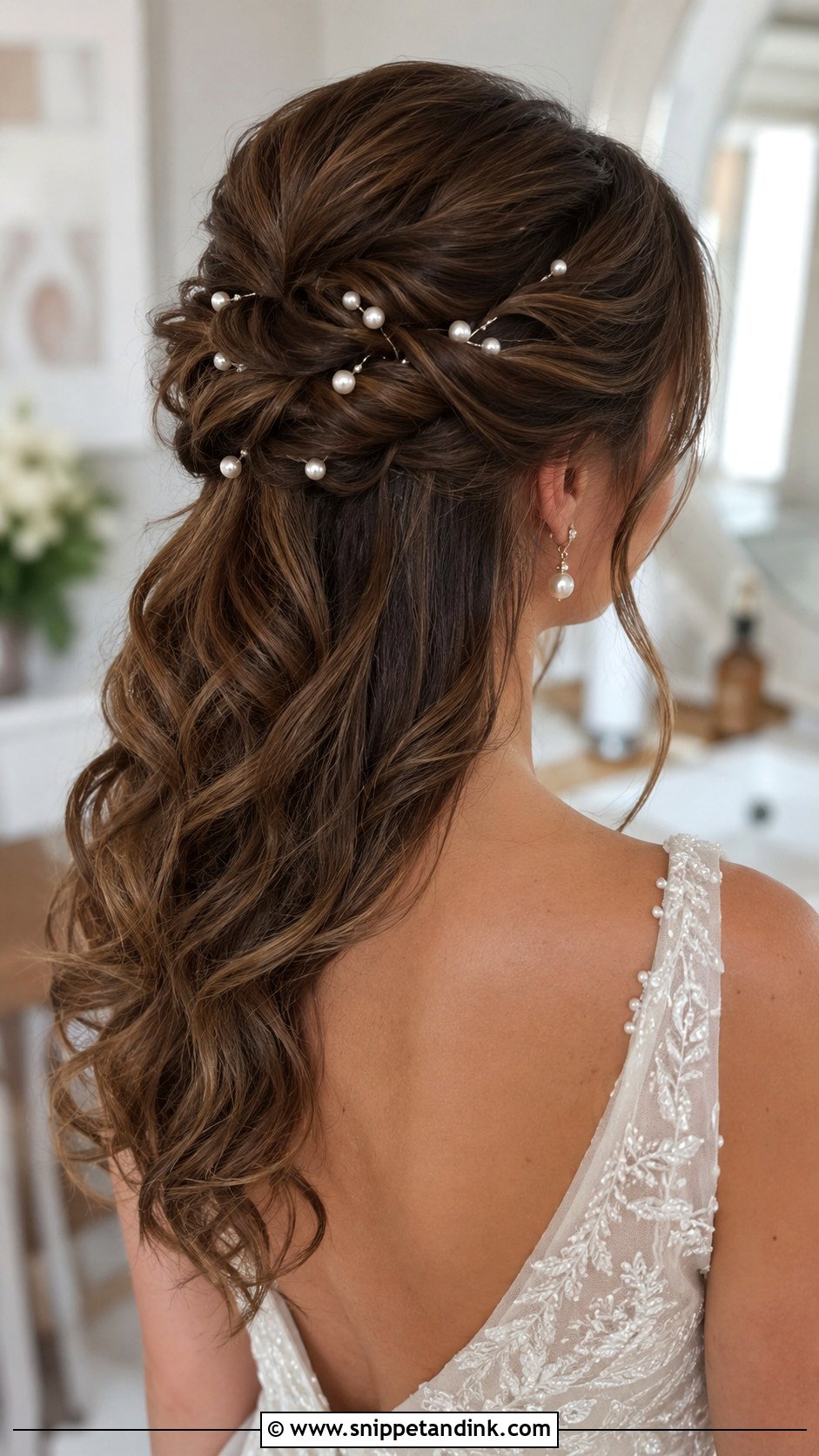 Half Up Bun With Cascading Length - Snippet and Ink - 25 Half-Up Mother of the Bride Hair Ideas