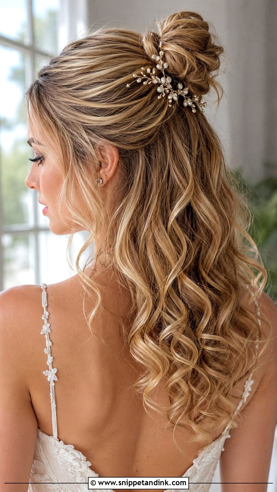 Half Up Bun With Curls - Snippet and Ink - 20 Easy Updos for Medium Hair for Wedding