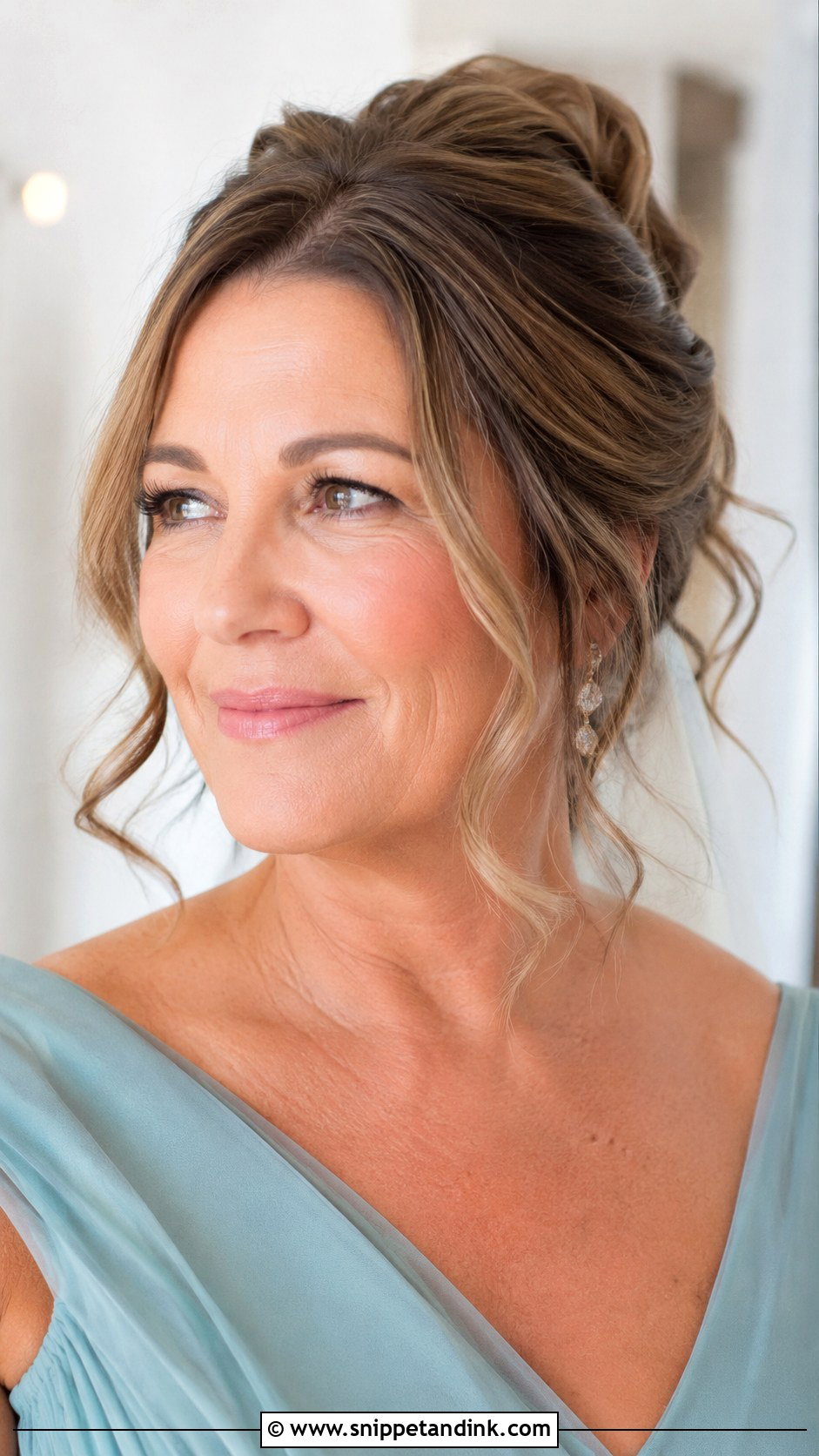 Half Up Bun With Face Framing Pieces - Snippet and Ink - 30 Half-Up Half-Down Mother of Bride Hair Ideas