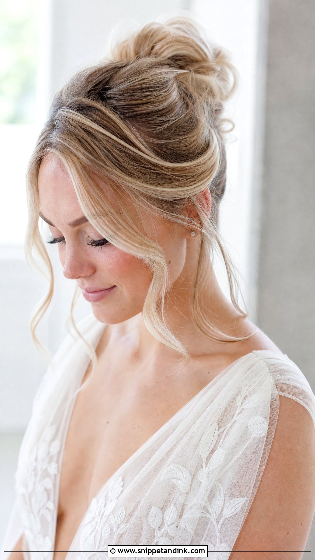 Half Up Bun With Face Framing Pieces - Snippet and Ink - 20 Half-Up Bun Wedding Hair Ideas