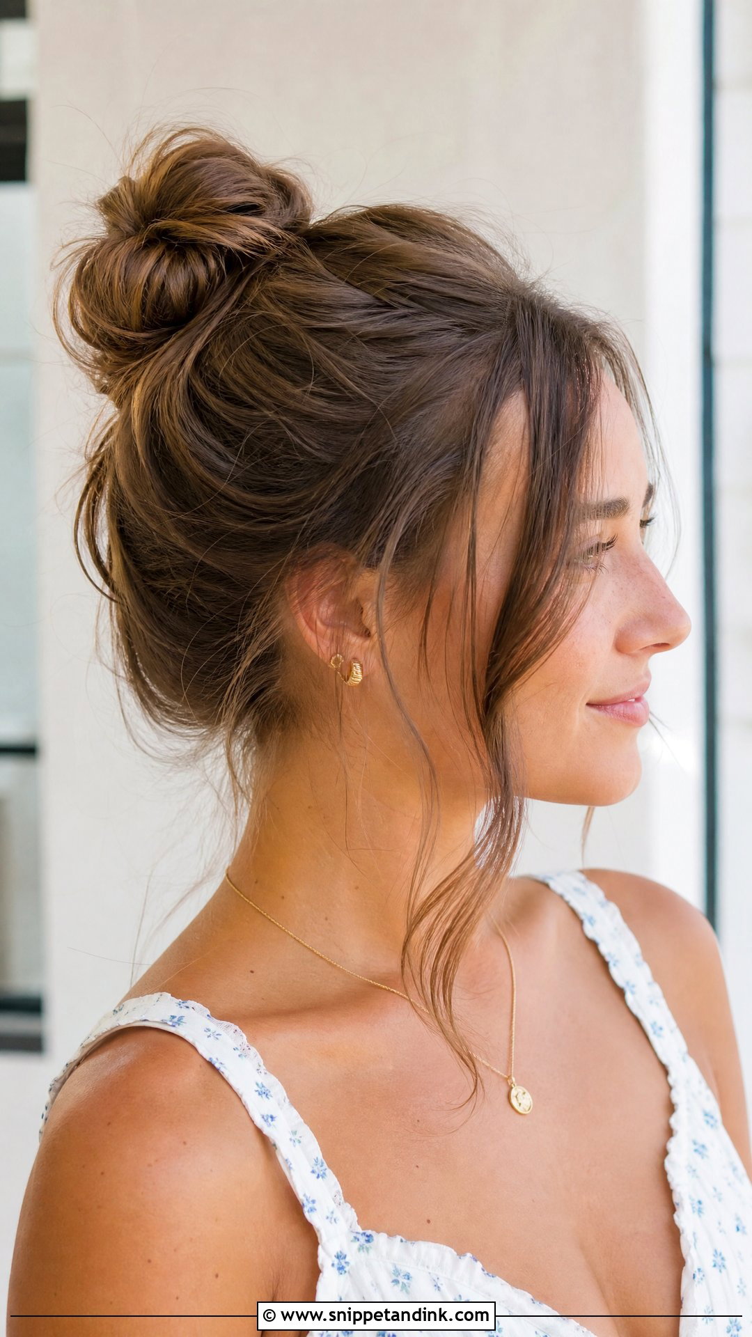 Half Up Bun With Face Framing Tendrils - Snippet and Ink - 20 Romantic Half-Up Half-Down Ideas