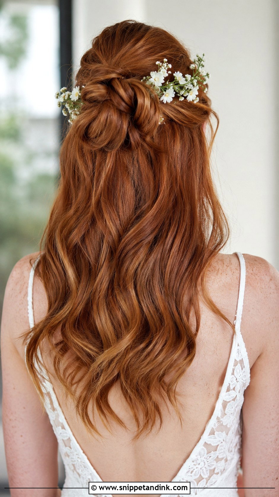 Half Up Bun With Flowing Ends - Snippet and Ink - 25 Natural Wedding Hairstyles