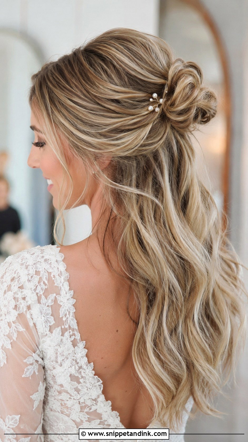Half Up Bun With Hair Tucked Back - Snippet and Ink - 20 Hair Behind Ears Wedding Hairstyles