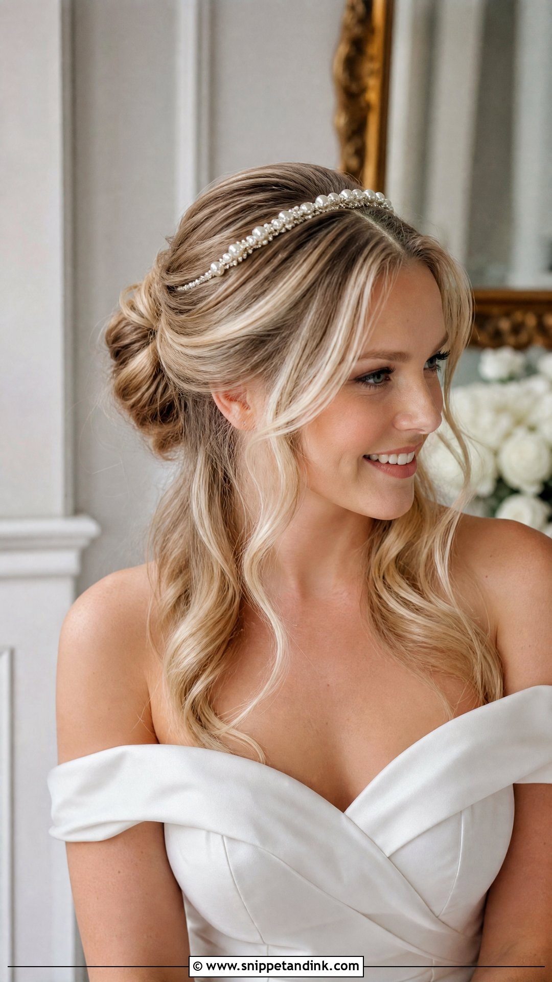 Half Up Bun With Headband - Snippet and Ink - 20 Half-Up Bun Wedding Hair Ideas