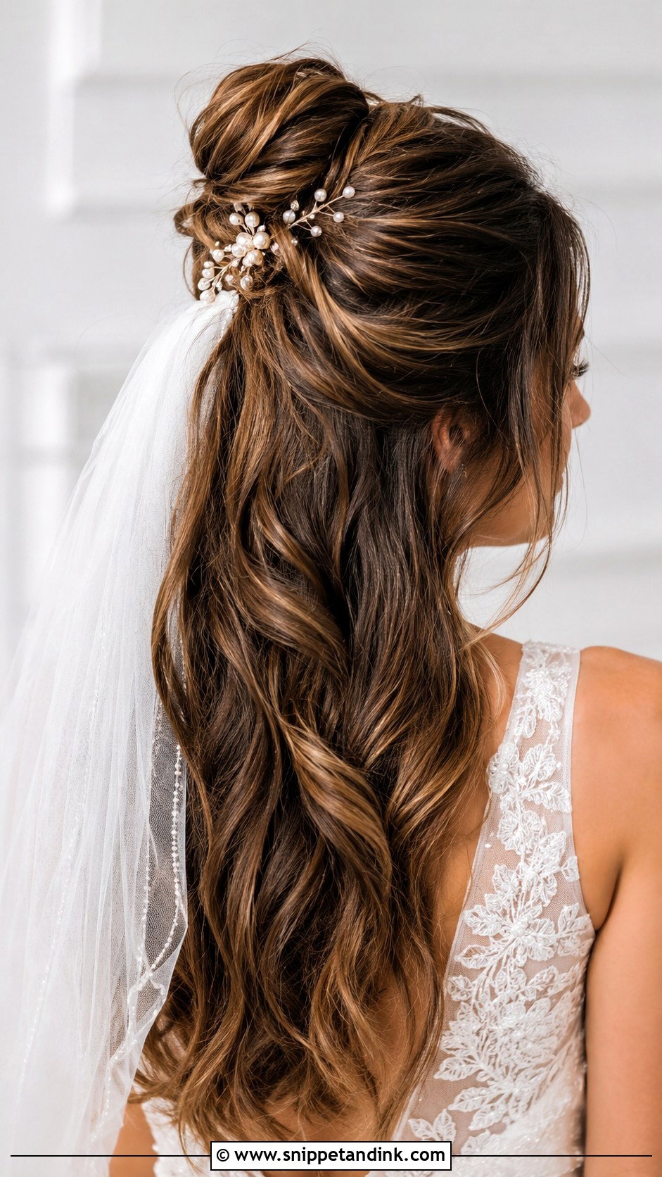 Half Up Bun With Loose Waves - Snippet and Ink - 20 2024 Wedding Hair Ideas