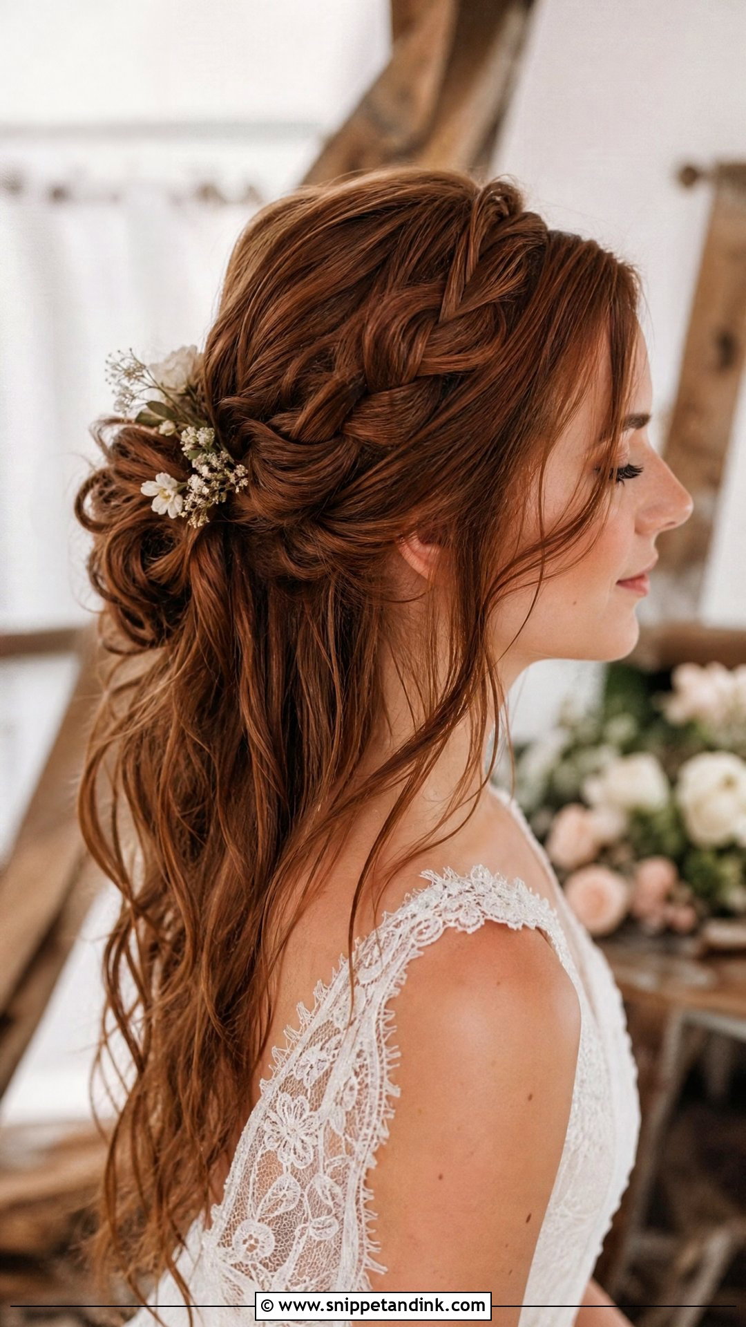 Half Up Bun With Side Braid - Snippet and Ink - 20 Half-Up Bun Wedding Hair Ideas