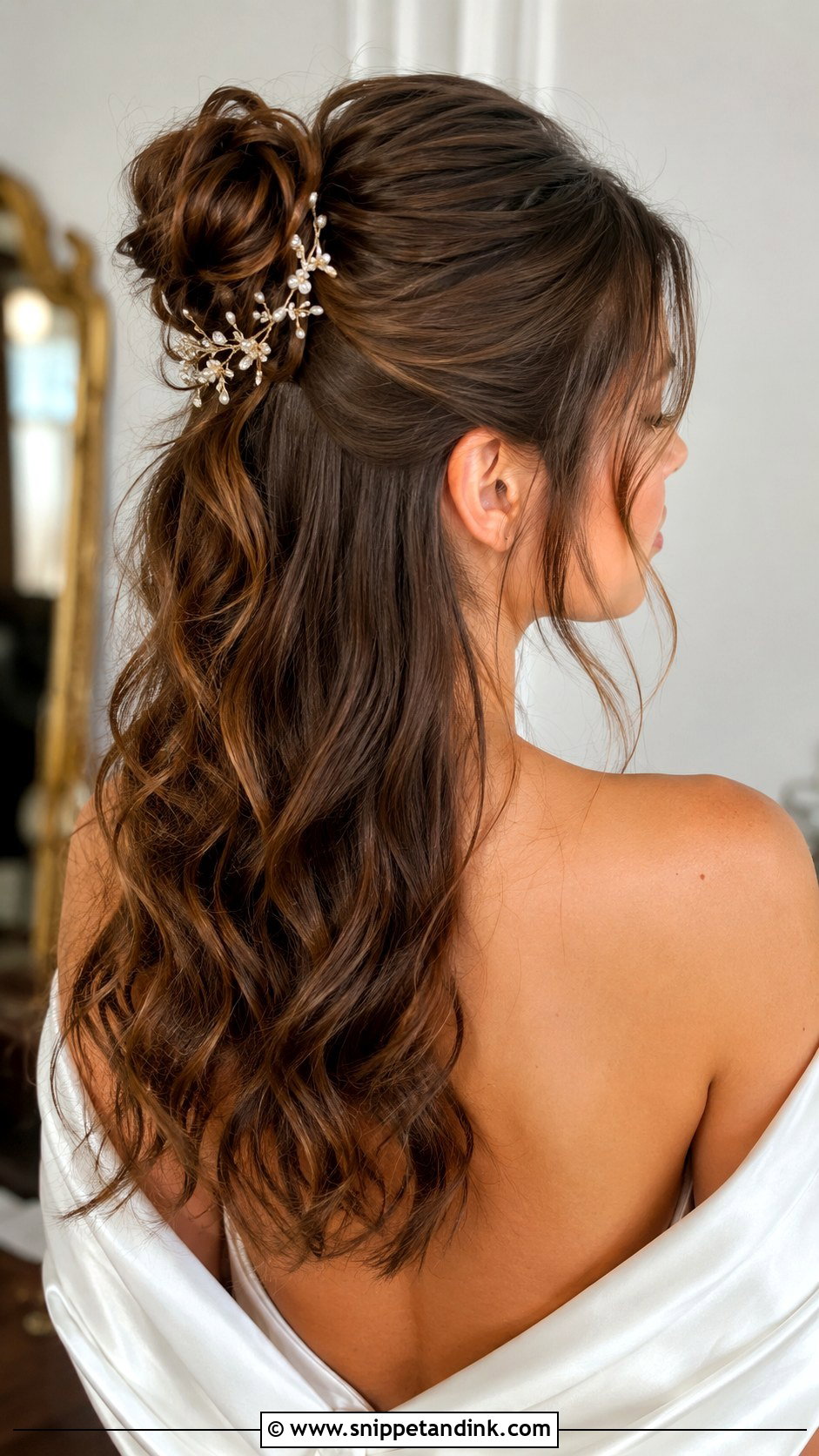 Half Up Bun With Soft Waves - Snippet and Ink - 20 Half Hair Up Hairstyles for Wedding
