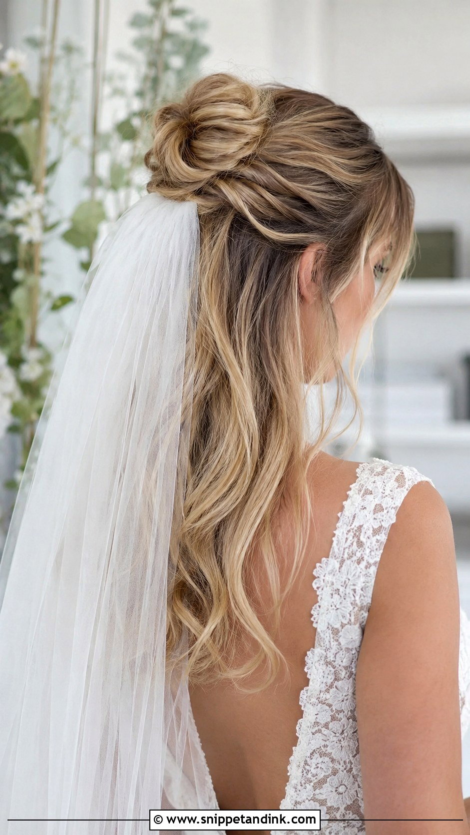 Half Up Bun With Veil - Snippet and Ink - 20 Brides Hairstyles with Veil