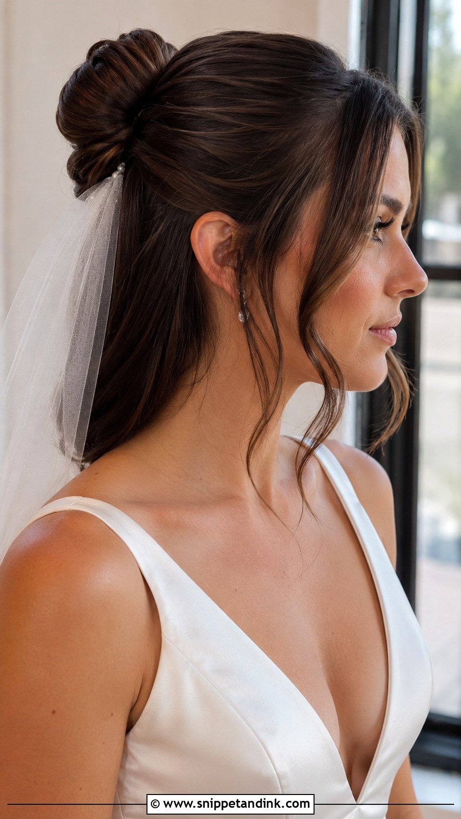 Half Up Bun for Brides - Snippet and Ink - 20 Half-Up Wedding Ideas