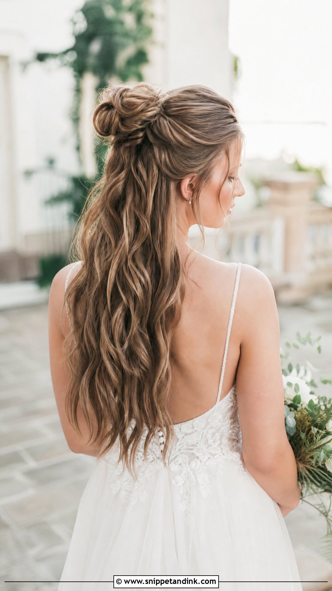 Half Up Bun for Long Hair - Snippet and Ink - 20 Half-Up Bun Wedding Hair Ideas
