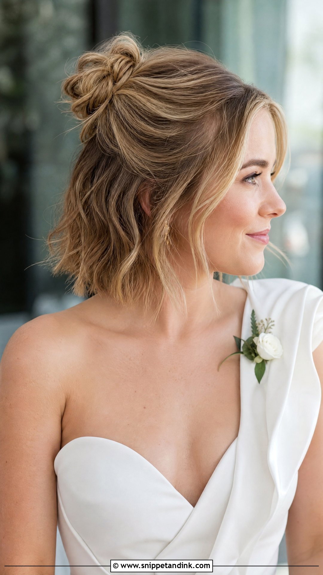 Half Up Bun for Short Hair - Snippet and Ink - 20 Half-Up Half-Down Bun Wedding Hair Ideas