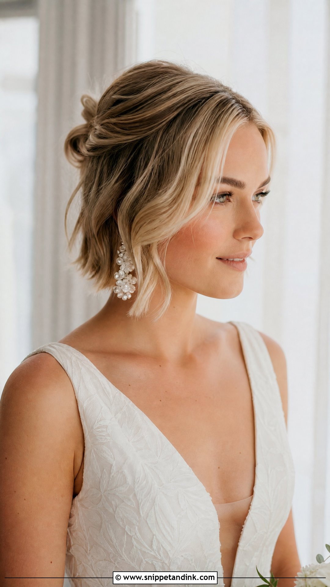 Half Up Bun for Short Hair - Snippet and Ink - 20 Half-Up Bun Wedding Hair Ideas
