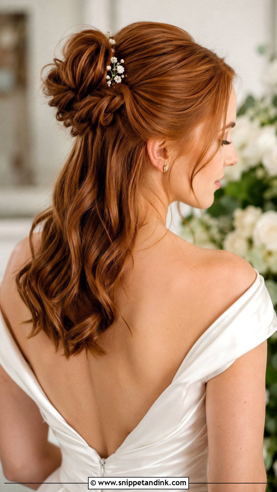 Half Up Bun for Wedding Day - Snippet and Ink - 20 Half-Up Bride Hair Ideas