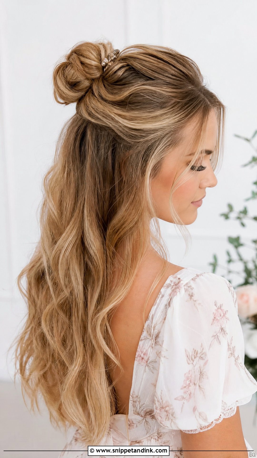 Half Up Bun for Wedding Guest - Snippet and Ink - 20 Bun for Wedding Guest Ideas