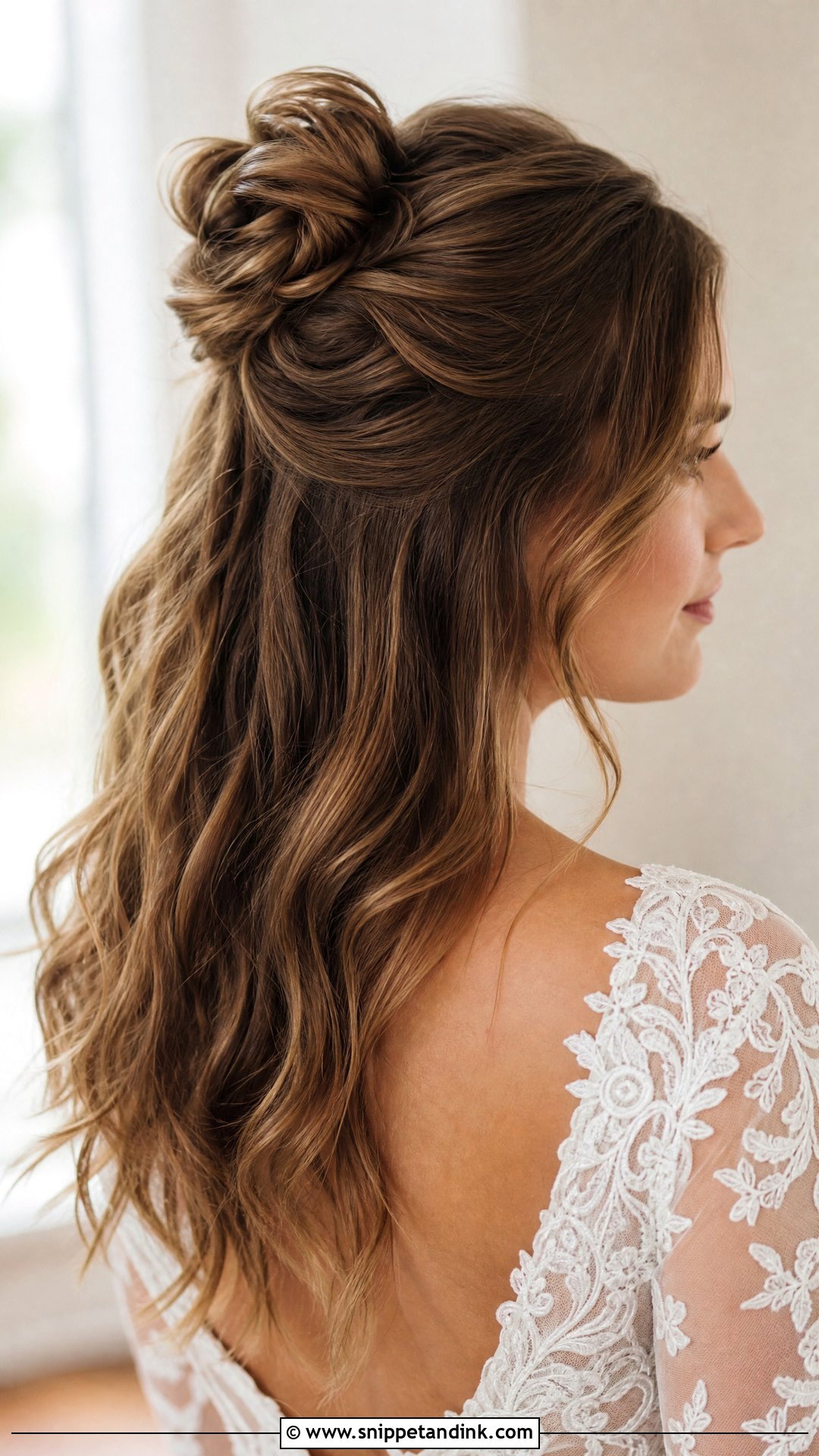 Half Up Bun - Snippet and Ink - 25 Bridal Hair Bun Ideas