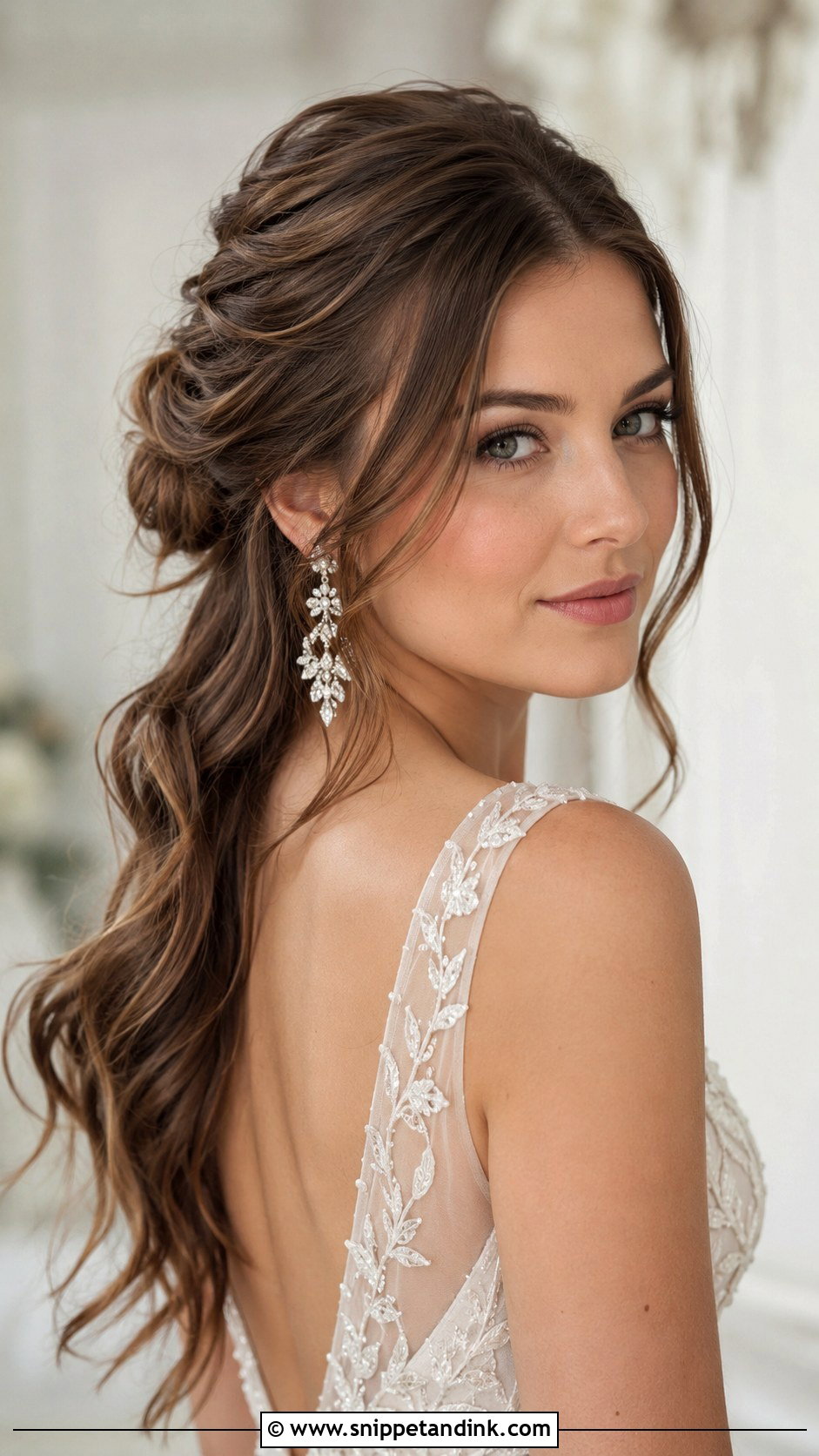 Half Up Chignon Style - Snippet and Ink - 25 Medium Length Half-Up Half-Down Wedding Hair Ideas