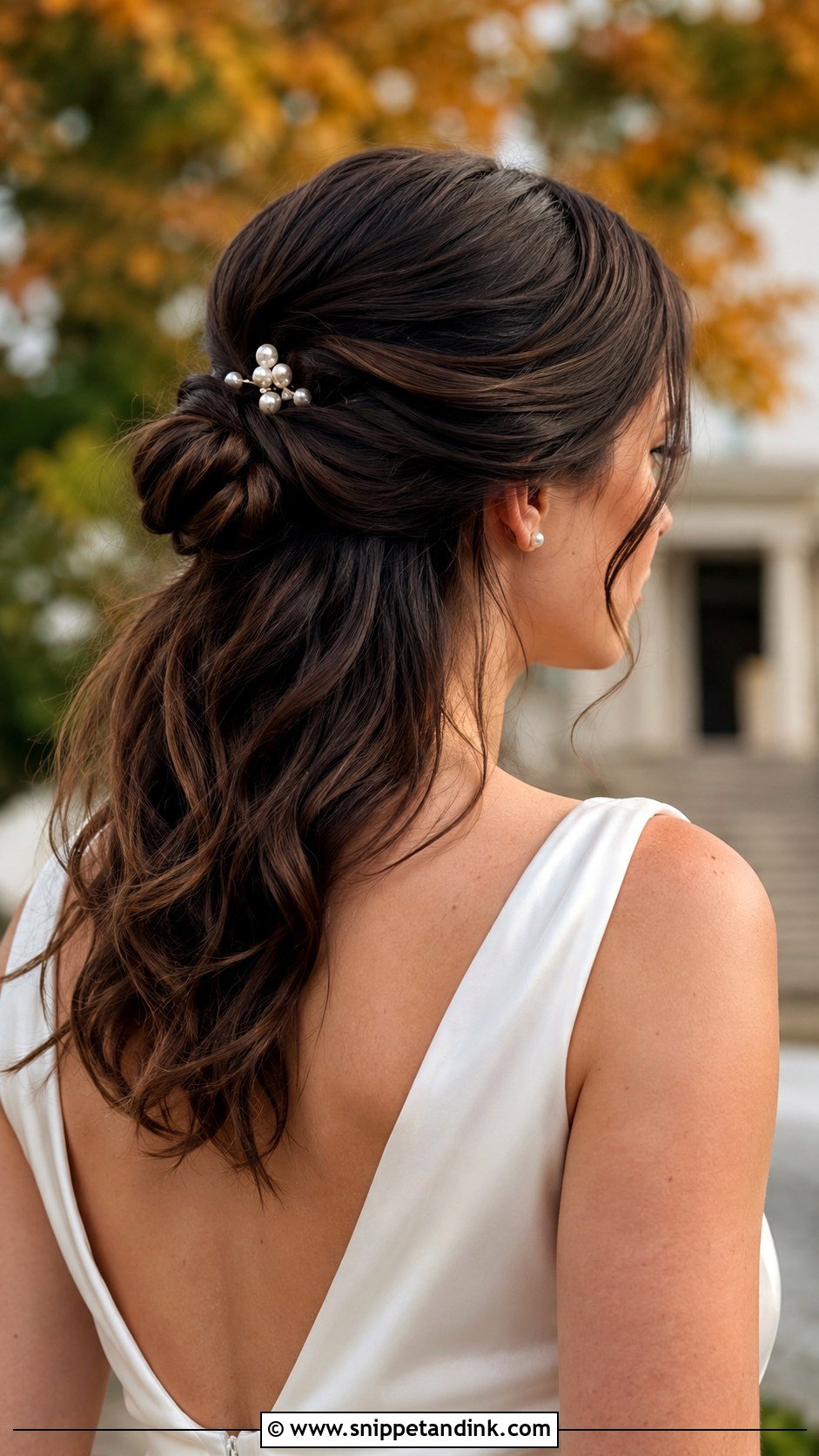 Half Up Chignon for Brides - Snippet and Ink - 20 Mid Length Bridal Half-Up Half-Down Hair Ideas