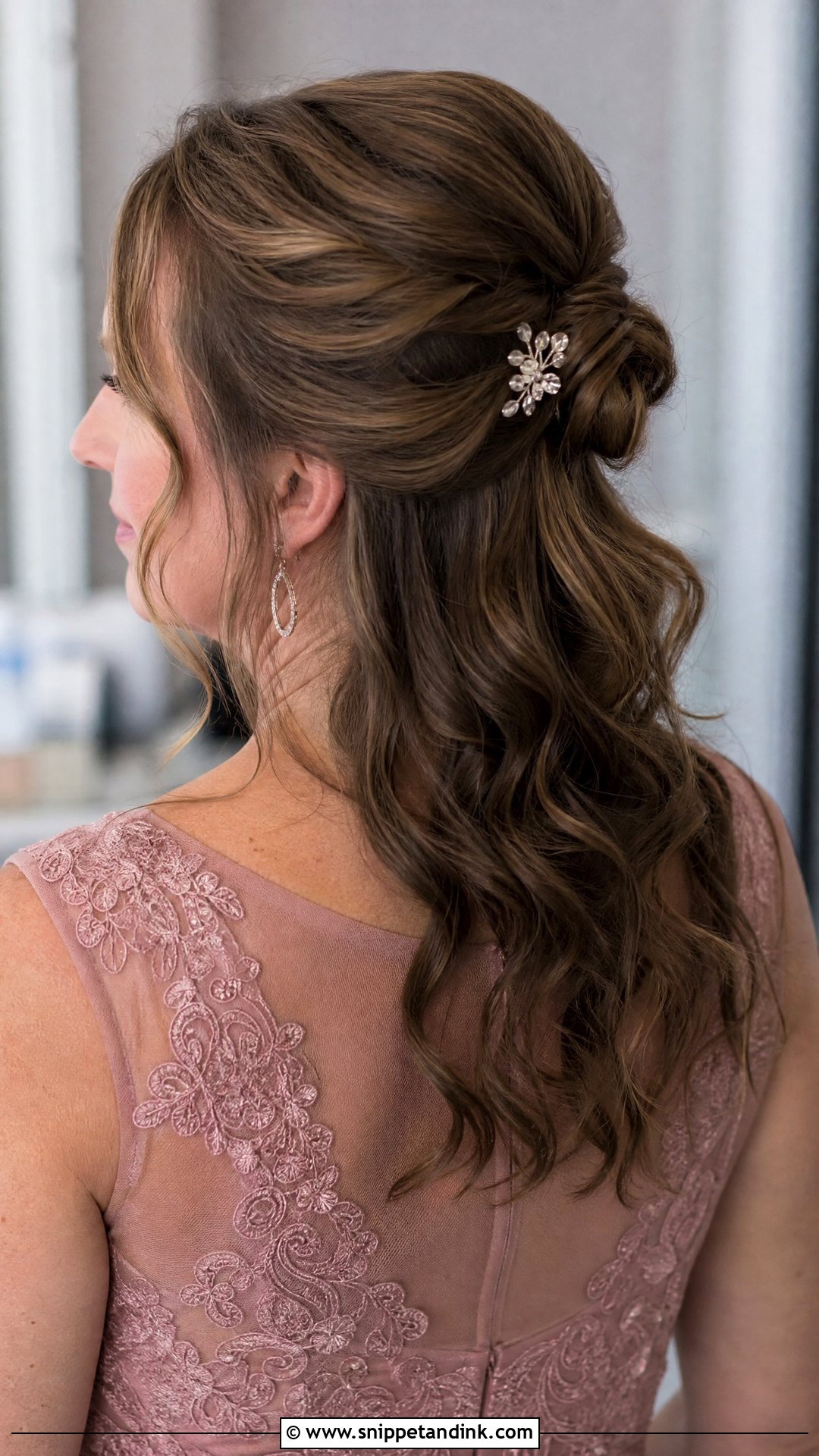 Half Up Chignon with Loose Waves - Snippet and Ink - 20 Mother Hairstyles for Wedding