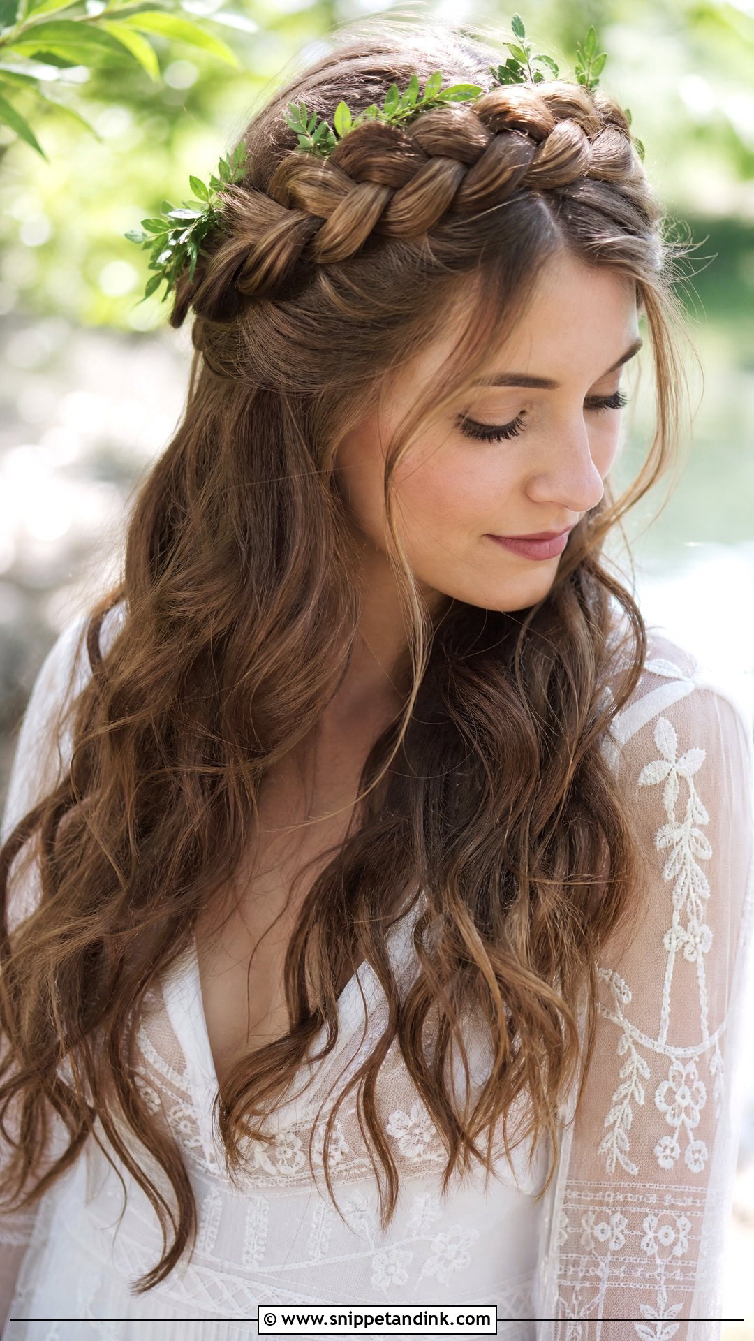 Half Up Crown Braid - Snippet and Ink - 20 Half-Up Hair Styles for Wedding Guest