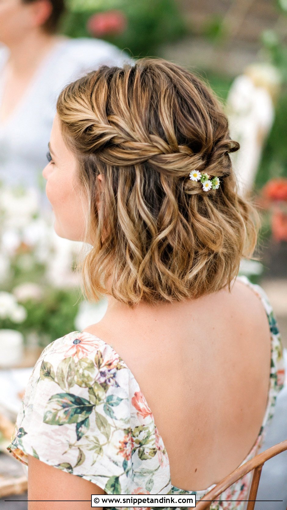 Half Up Crown Braid Bob - Snippet and Ink - 20 Engagement Hairstyles for Short Hair