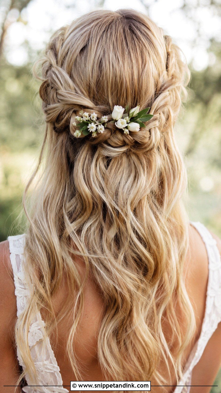 Half Up Crown Braid Wedding Hairstyle - Snippet and Ink - 25 Medium Length Half-Up Half-Down Wedding Hairstyles