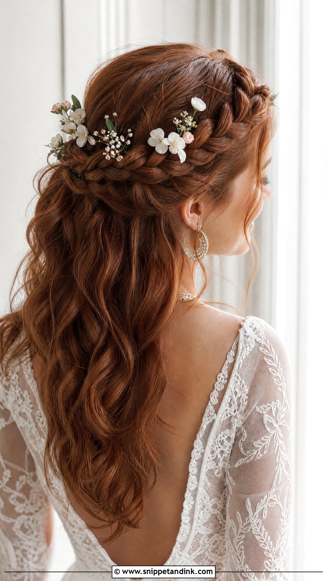 Half Up Crown Braid Wedding Hairstyle - Snippet and Ink - 20 Half-Up Braided Wedding Hairstyles