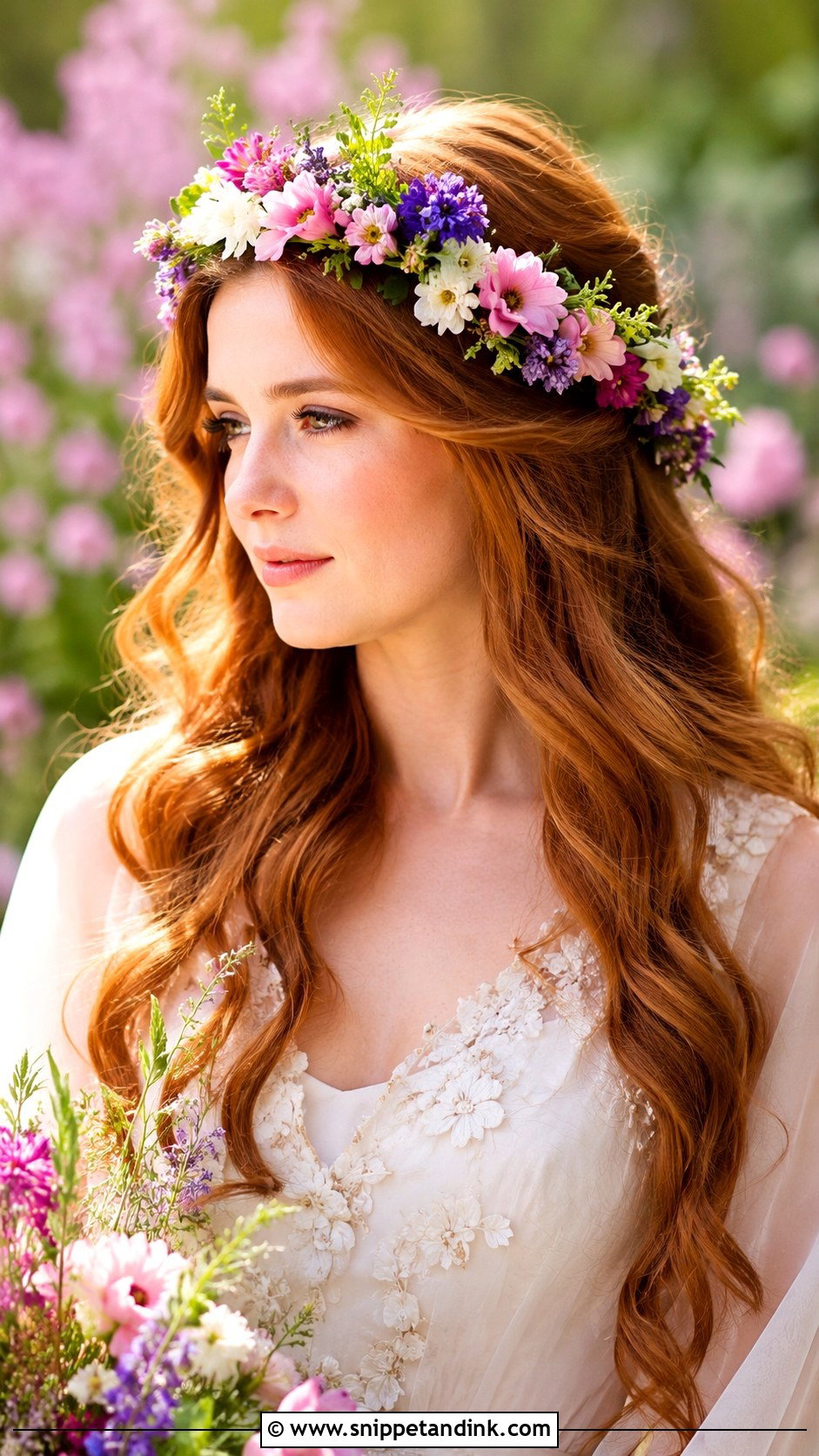 Half Up Crown With Mixed Flowers - Snippet and Ink - 25 Bridal Hair Flowers