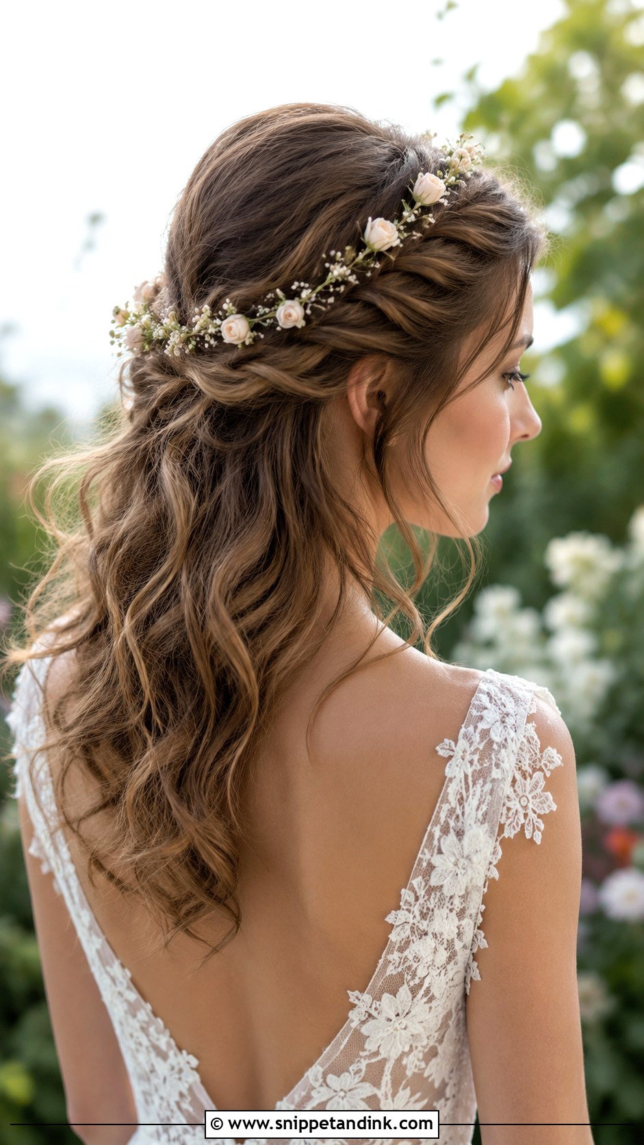 Half Up Crown With Rose Buds - Snippet and Ink - 20 Bridal Hair with Flower Crown Ideas