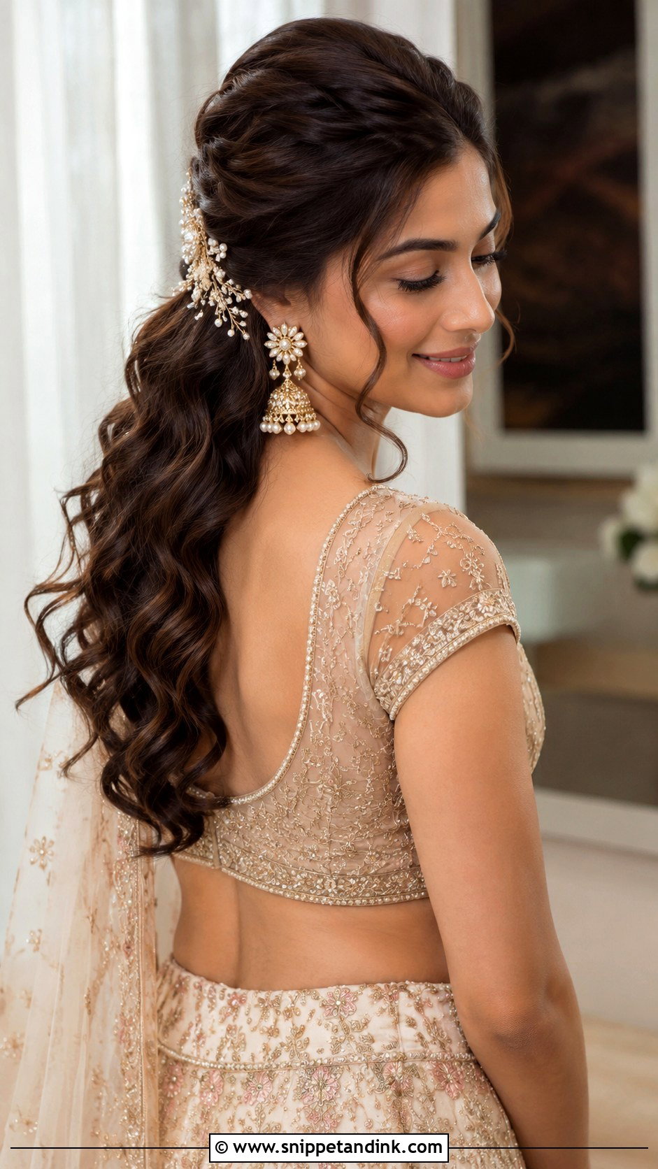 Half Up Curls For Indian Wedding - Snippet and Ink - 15 Indian Wedding Hairstyles for Mom