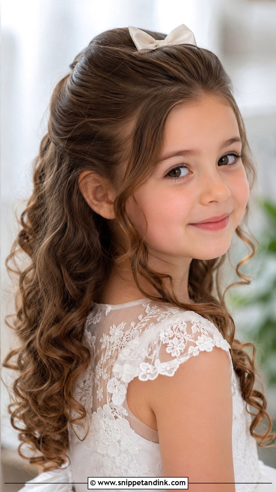 Half Up Curls For Kids Wedding - Snippet and Ink - 20 Hairstyles for Kids for Weddings