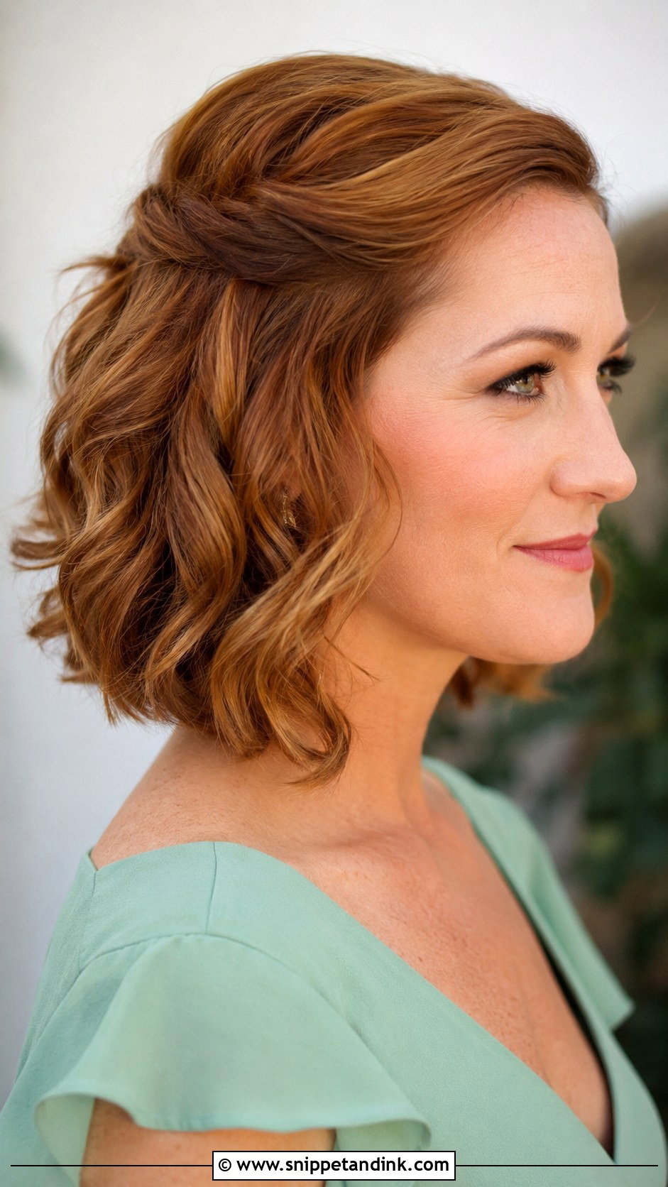 Half Up Curls For Short Hair Wedding Guest Hairstyle - Snippet and Ink - 15 Half-Up Curls Wedding Guest Hairstyles