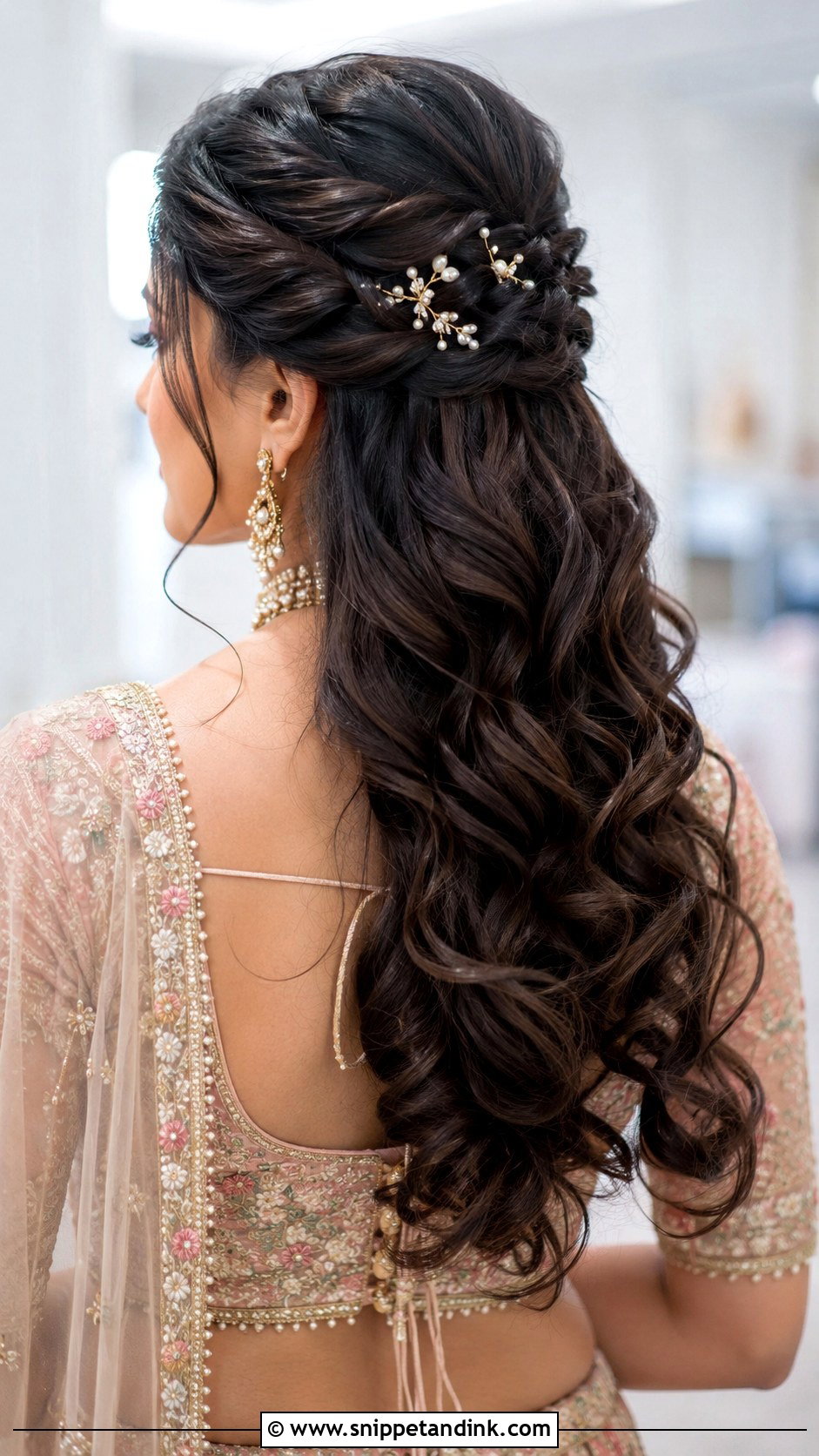 Half Up Curls Hairstyle For Indian Wedding - Snippet and Ink - 20 Curls Hairstyles Indian Wedding