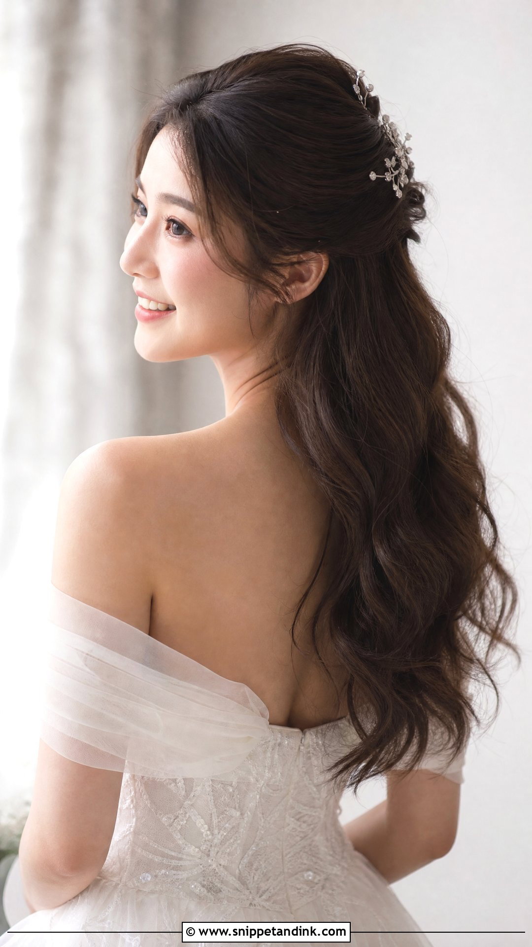 Half Up Curls With Crystal Pins - Snippet and Ink - 20 Chinese Wedding Hairstyles
