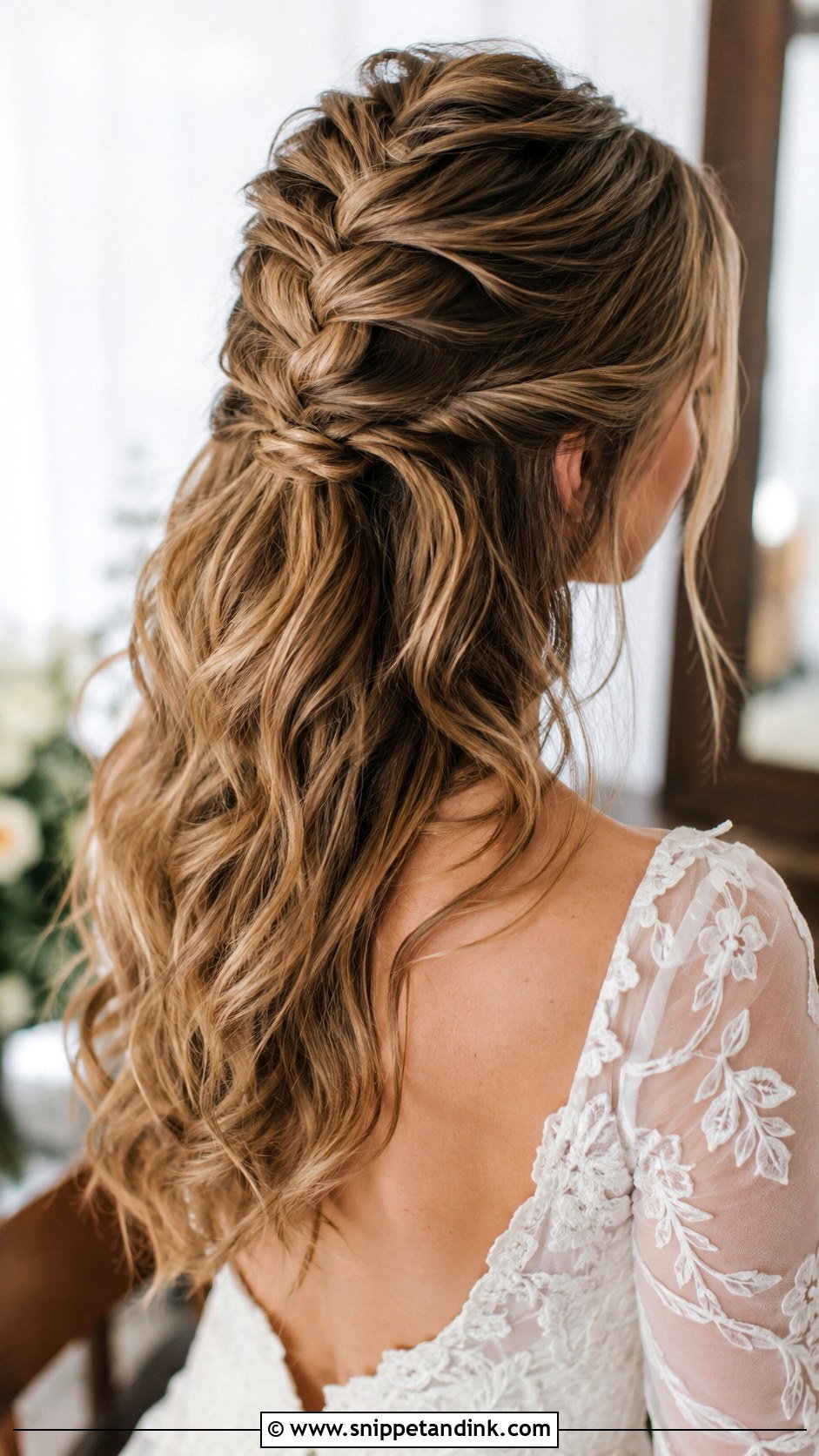 Half Up Curls With Twists - Snippet and Ink - 20 Medium Half-Up Wedding Guest Hairstyles