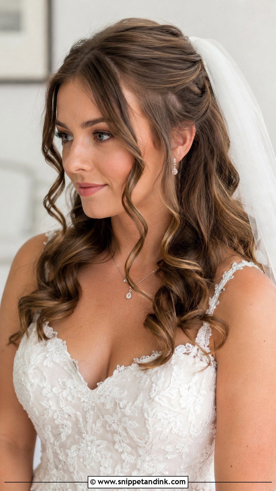 Half Up Curls With Veil - Snippet and Ink - 35 Half-Up Bridal Hair Ideas