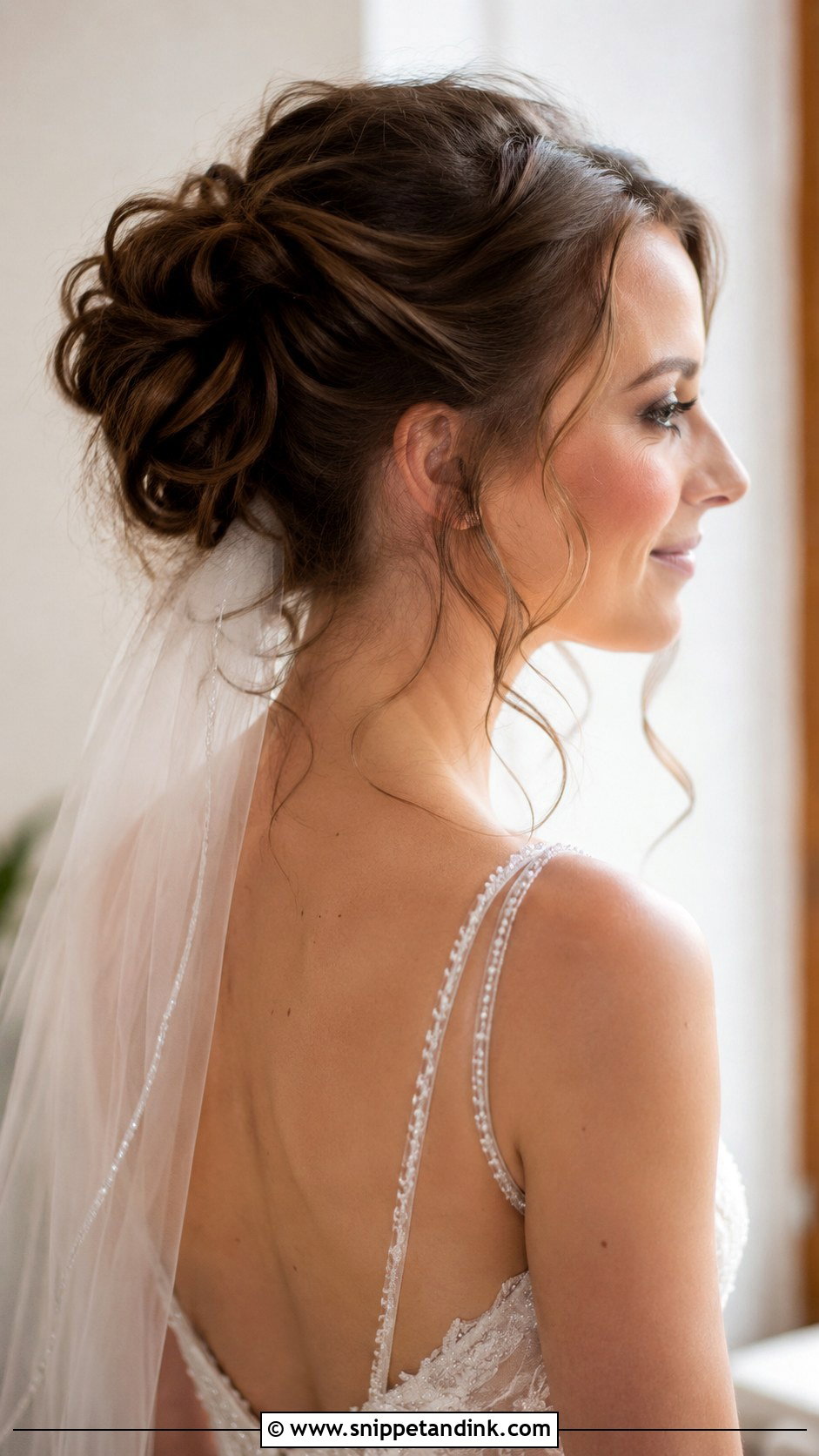 Half Up Curly Bridal Style - Snippet and Ink - 20 Short Curly Wedding Hairstyles