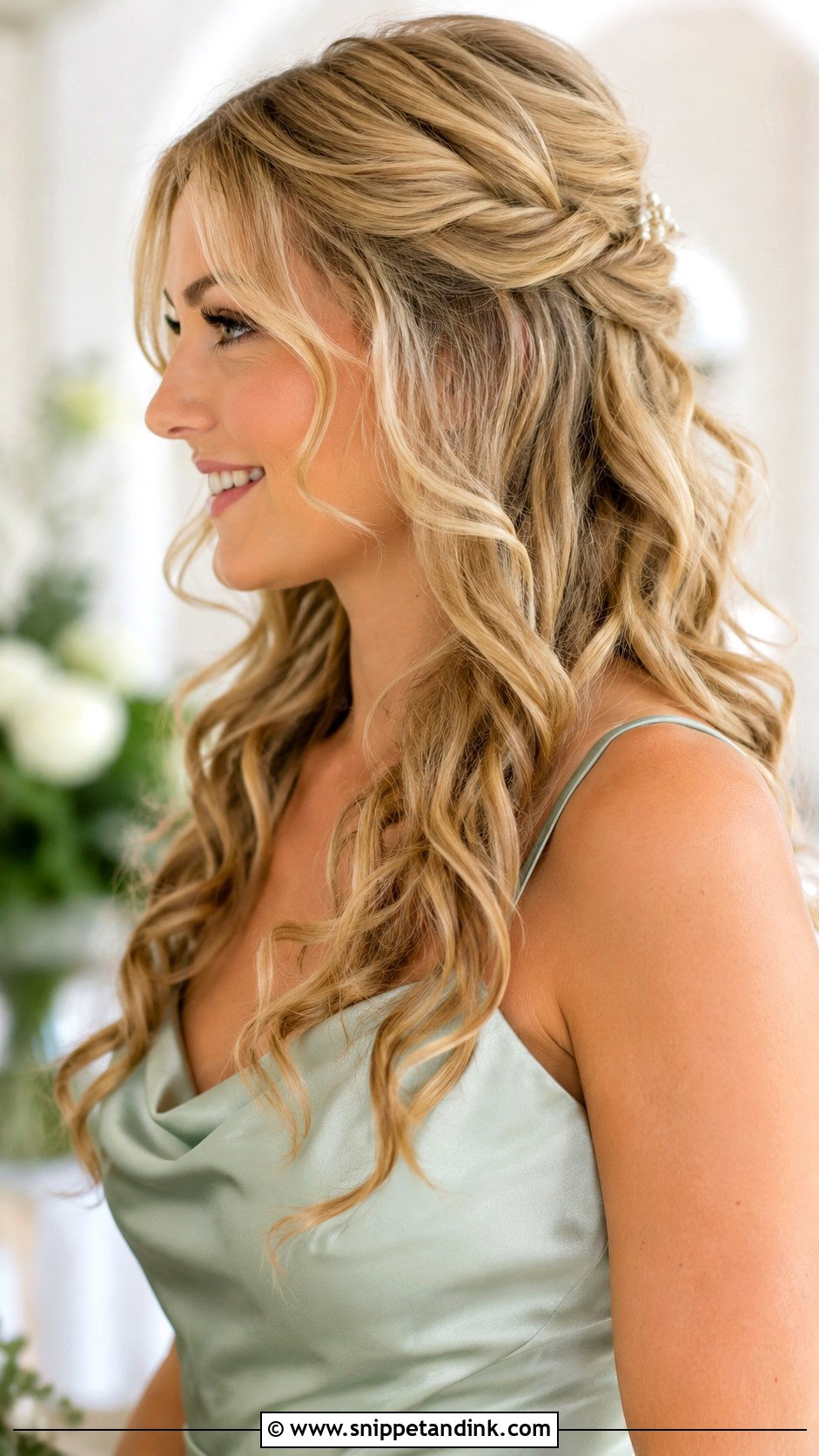 Half Up Curly Bridesmaid Hair - Snippet and Ink - 20 Bridesmaid Hairstyles for Curly Hair