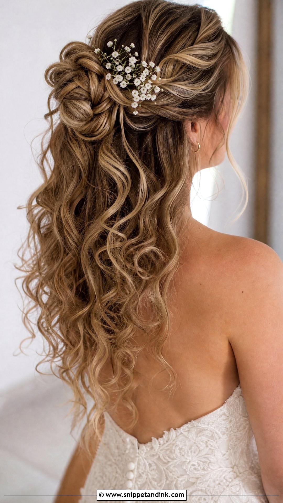 Half Up Curly Bun - Snippet and Ink - 20 Half-Up Curly Wedding Hairstyles