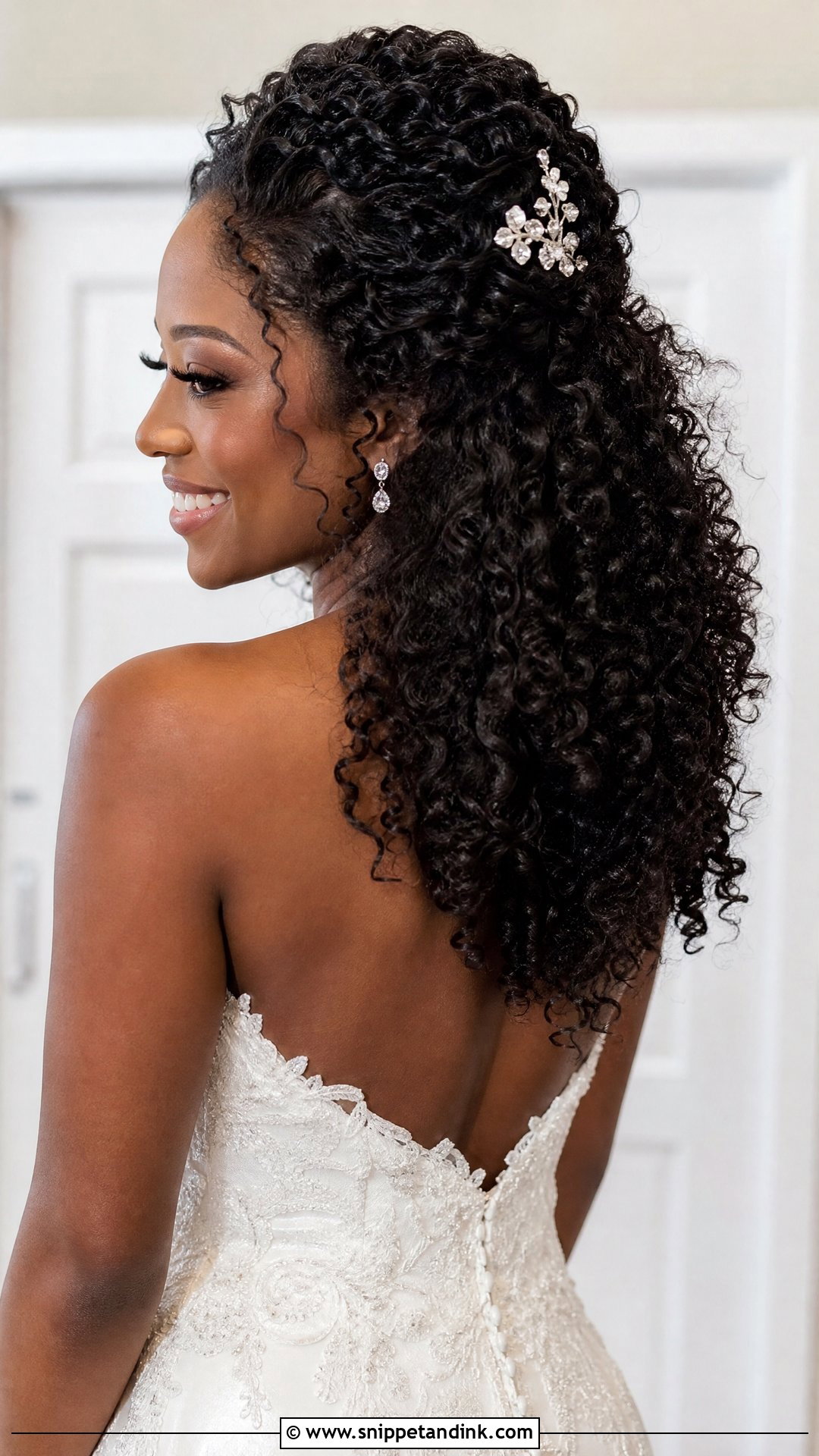 Half Up Curly Hair Wedding Style - Snippet and Ink - 20 Clip in Hair Extensions Styles Half-Up Down Wedding Hairstyles